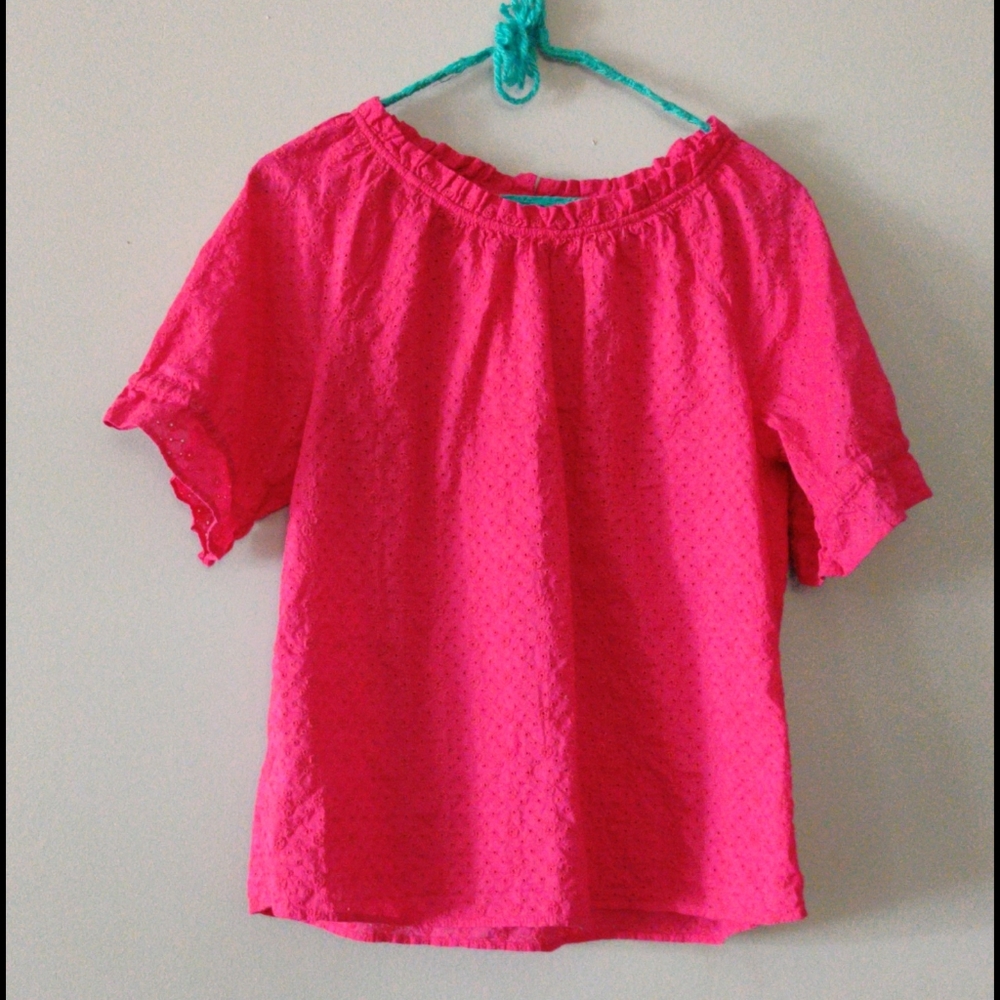 Bright Hot Pink Eyelet Top.